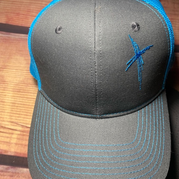 Blue and Grey Cross Trucker Cap - Picture 2 of 4
